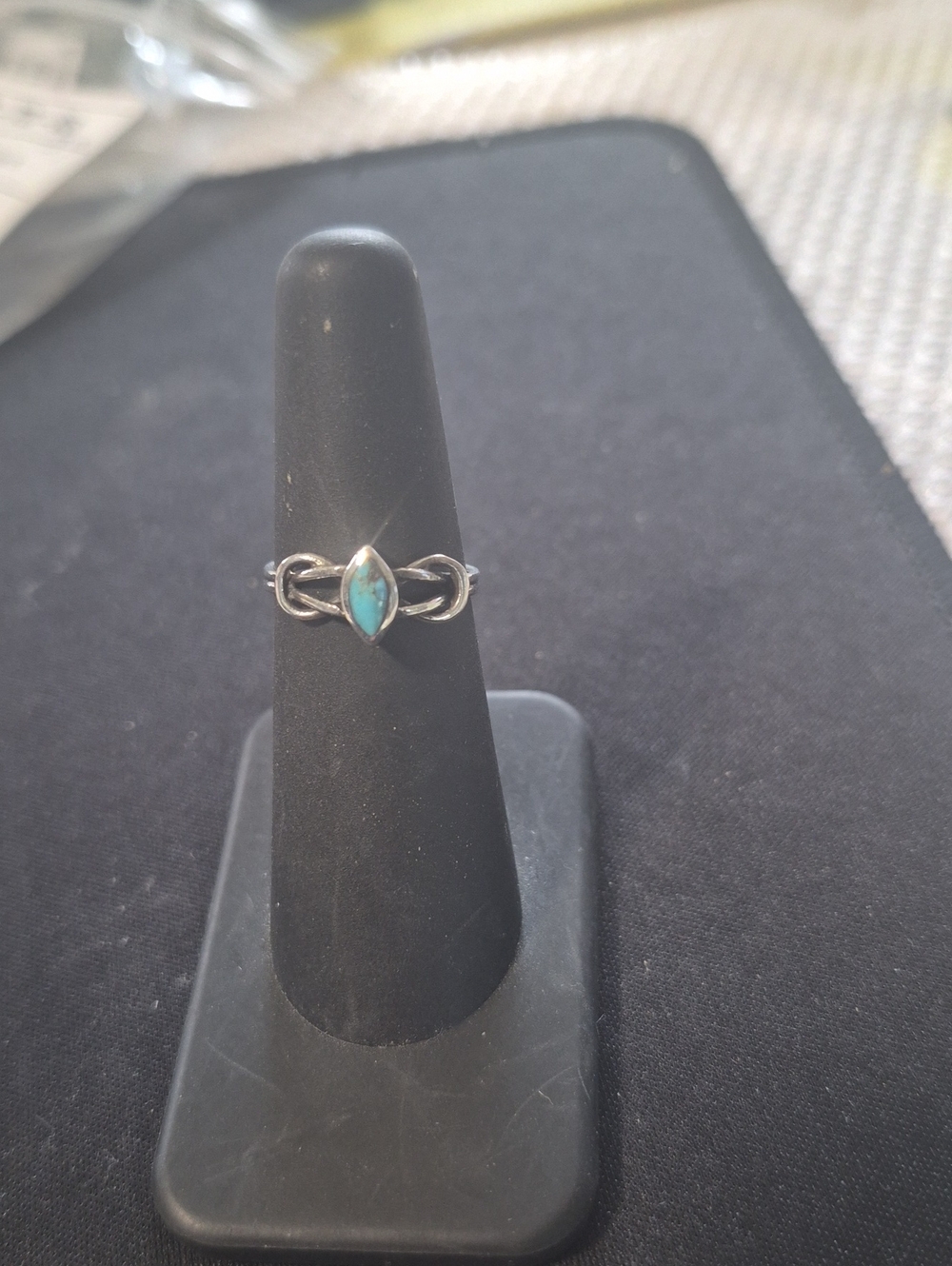Sterling Silver Turquoise Marquise Ring - Women Jewelry Sz 6 Dainty